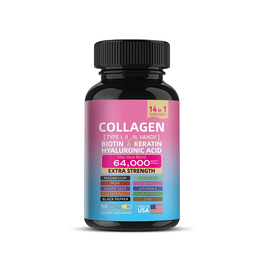 Collagen complex capsules in a 90-count bottle